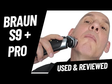 Close-up of a man using the Braun Series 9 Pro electric shaver on his jawline