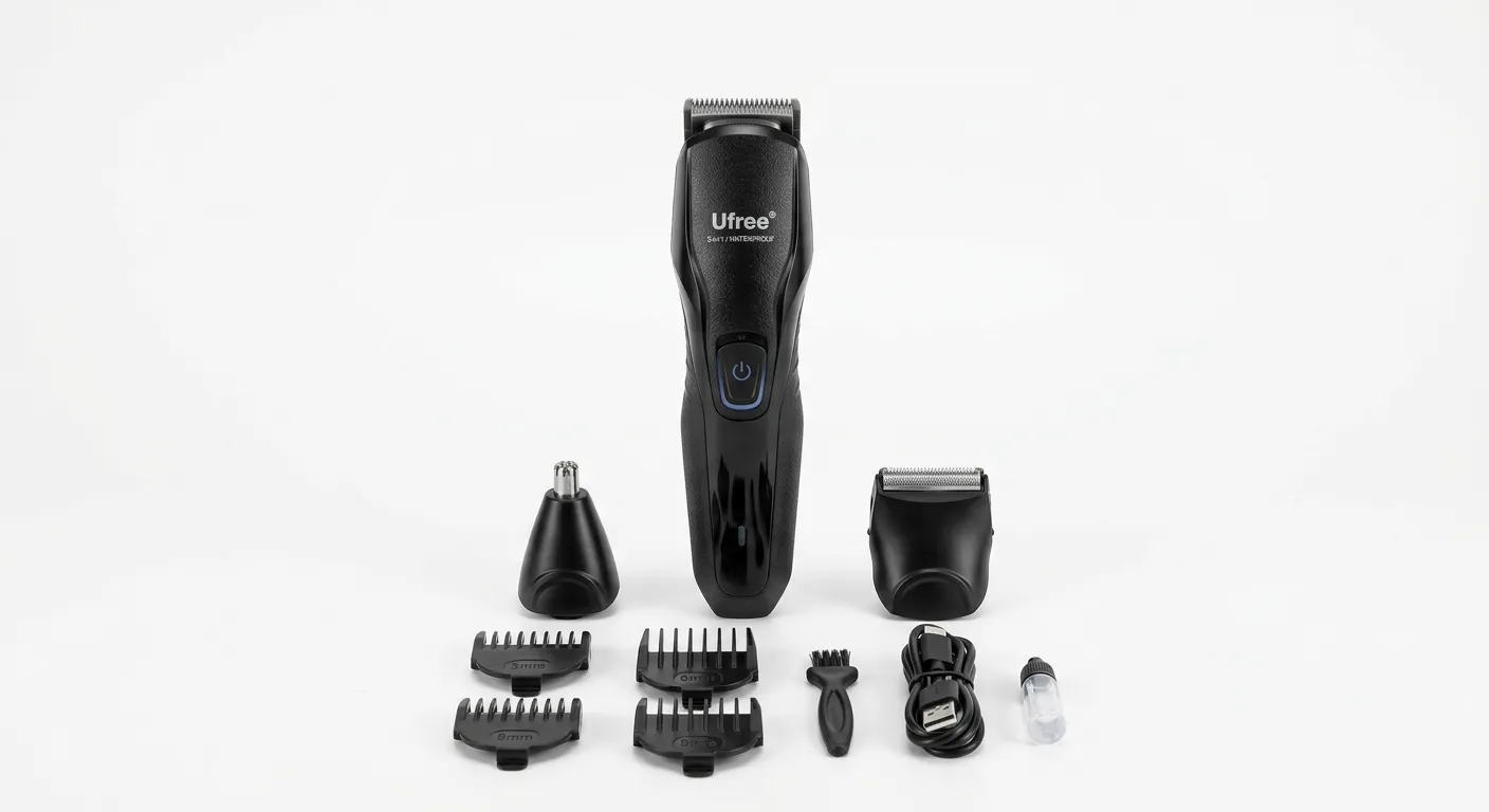 Ufree 3-in-1 Beard Trimmer for Men, Valentine Gifts for Men, IPX6 Waterproof Men's Electric Razor Shaver for Mustache, Professional Hair Trimmer Clippers, Type-C Body Grooming Kit product photo - studio shot